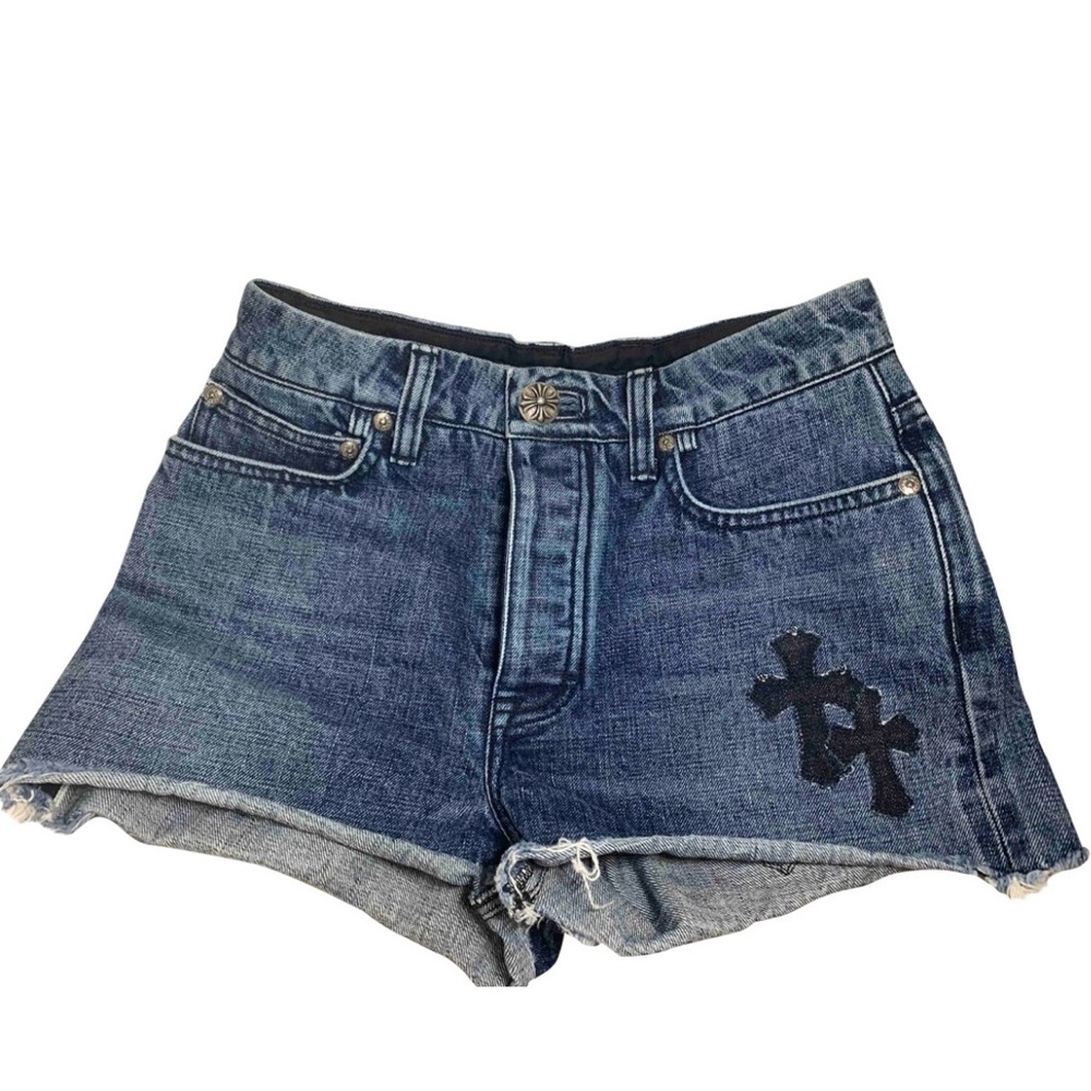 RARE CHROME HEARTS DENIM SHORTS cemetery cross